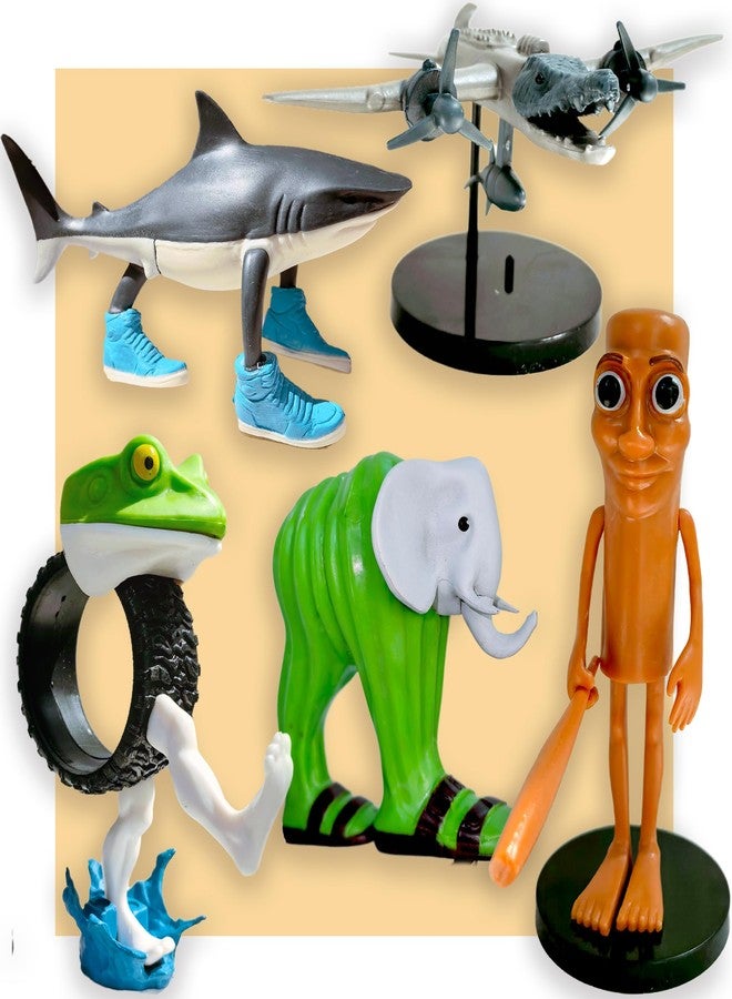 Eanjia SUTURED Version Mix Italian Brainrot Toy Figures 7in Animals Tung Tung Tung Sahur Figurine Elephant Crocodilo for Cake Toppers Birthday Gifts 3D Collectible Toy Gifts for Fans (5pcs) - Image 1