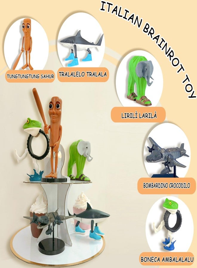 Eanjia SUTURED Version Mix Italian Brainrot Toy Figures 7in Animals Tung Tung Tung Sahur Figurine Elephant Crocodilo for Cake Toppers Birthday Gifts 3D Collectible Toy Gifts for Fans (5pcs) - Image 4