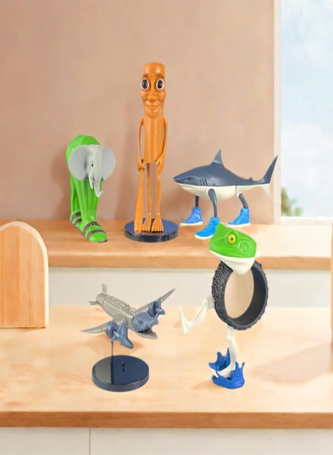 Eanjia SUTURED Version Mix Italian Brainrot Toy Figures 7in Animals Tung Tung Tung Sahur Figurine Elephant Crocodilo for Cake Toppers Birthday Gifts 3D Collectible Toy Gifts for Fans (5pcs) - Image 2