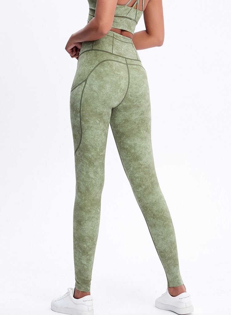 Loquat Solid Stretch Yoga Pants Green  - Image 3