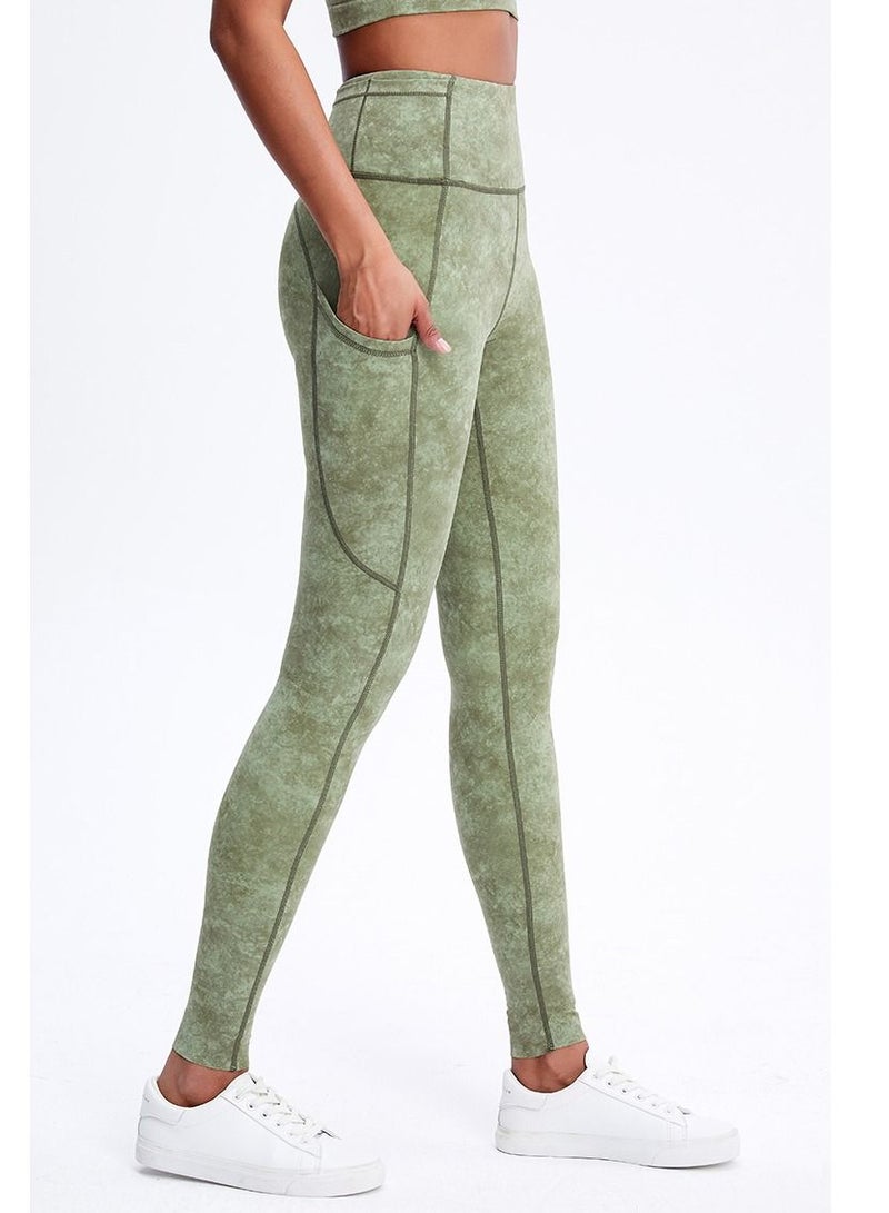 Loquat Solid Stretch Yoga Pants Green  - Image 2