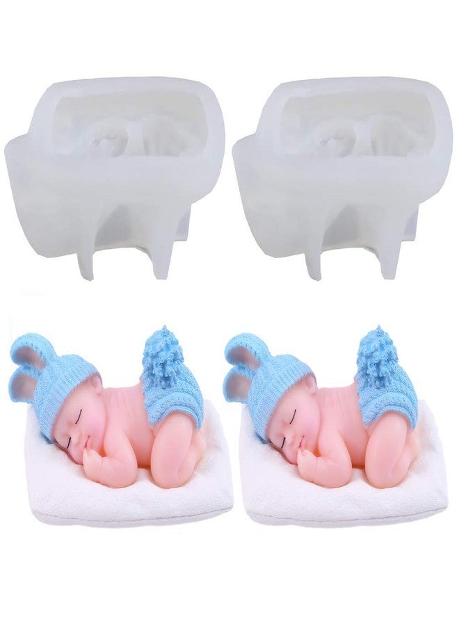 Fewo 2Pcs 3D Sleeping Baby Design Silicone Soap Mold - Cute Baby Mold for Making Candle, Cake, Chocolate, Fondant, Resin Crafts, Aromatherapy, Gypsum - Image 1
