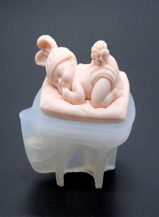 Fewo 2Pcs 3D Sleeping Baby Design Silicone Soap Mold - Cute Baby Mold for Making Candle, Cake, Chocolate, Fondant, Resin Crafts, Aromatherapy, Gypsum - Image 2