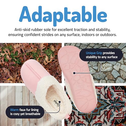 Floopi House Slippers for Women, Fur Lined Clog Womens Slippers Cozy Memory Foam with Indoor & Outdoor Anti Skid Sole (M, Pink-301) - Image 5