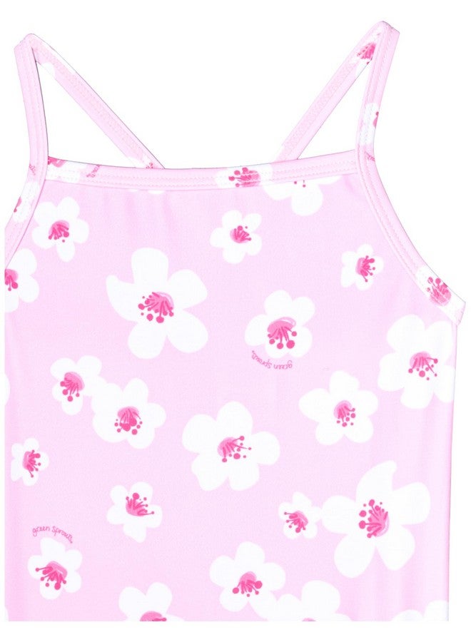 i play. by green sprouts baby girls One-piece Swimsuit With Built-in Reusable and Toddler Swim Diaper, Light Pink Large Blossoms, 0-6 Months US