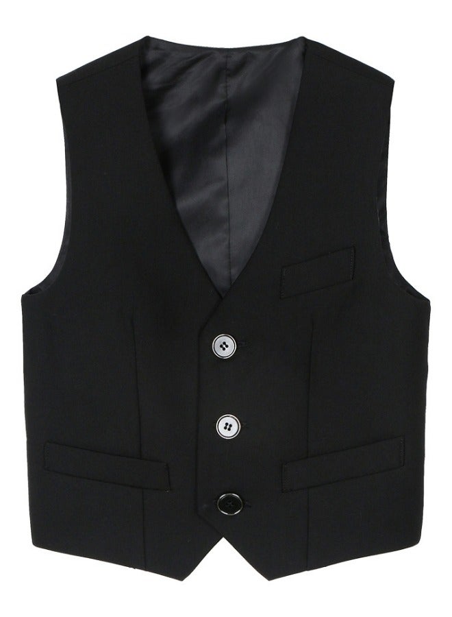 Kids Black Kids Vest Class Uniform Little Boy Horse Clip Solid Color Suit  - Image 1