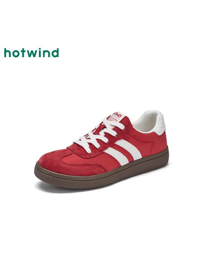 Hotwind Mall Matching Women's Shoes, Dexun Shoes, 2025 Autumn New Women's Retro Color-block Spliced Soft-soled Casual Sneakers