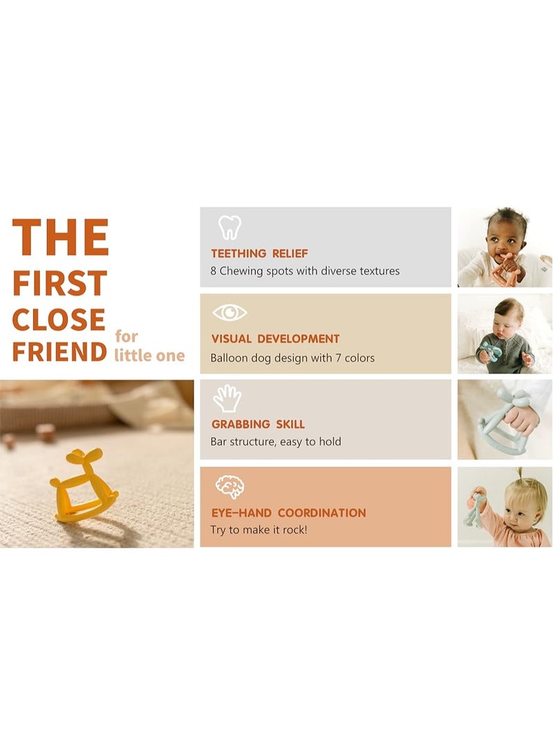 Mini Treasures BPA Free Teething Toy for Baby 0-6, 12, 18 Months Infant, Jellydog Never Drop Food Grade Silicone Rocking Teether, Prevent Choking & Odorless, Less Dust and Hair Adhesion, Baby Gift - Orange - Image 2