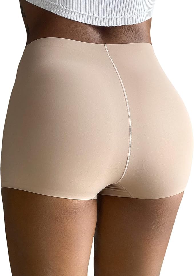 FallSweet No Show Boy Shorts Underwear for Women Seamless Panties Boxer Briefs Pack(2Back+2Beige,M) - Image 2