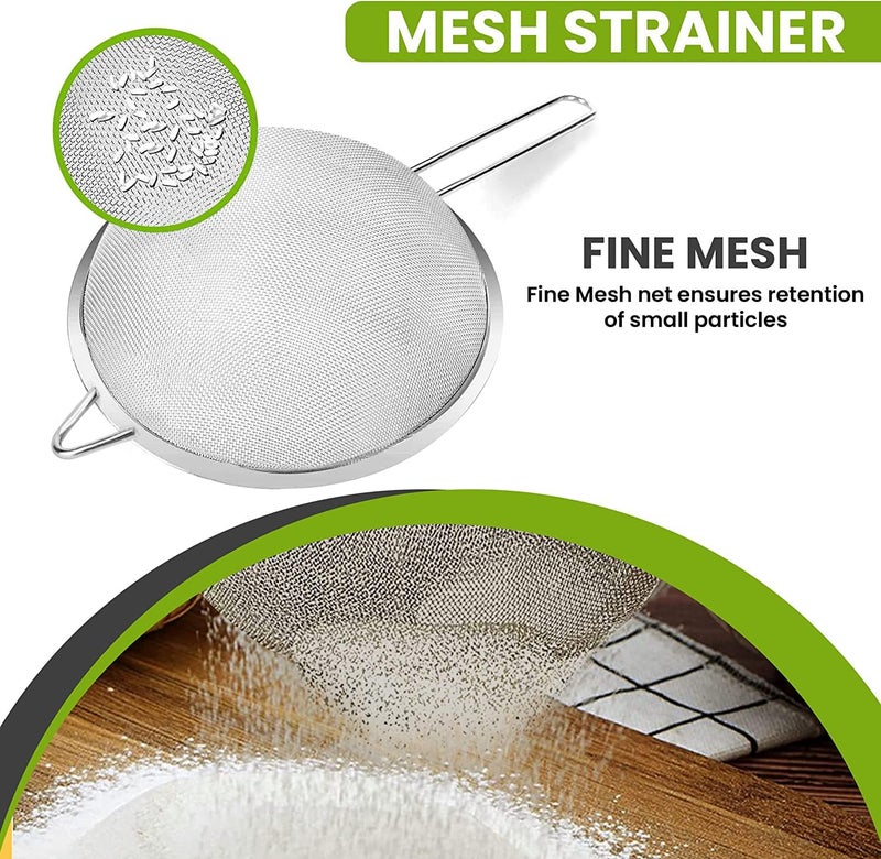 KAFOOR 6.3" Fine Mesh Strainer with Stainless steel handle - Sieve Fine Mesh Stainless Steel - Ideal to Sift Flour, Icing Sugar, Fruits and Vegetables. - Image 5