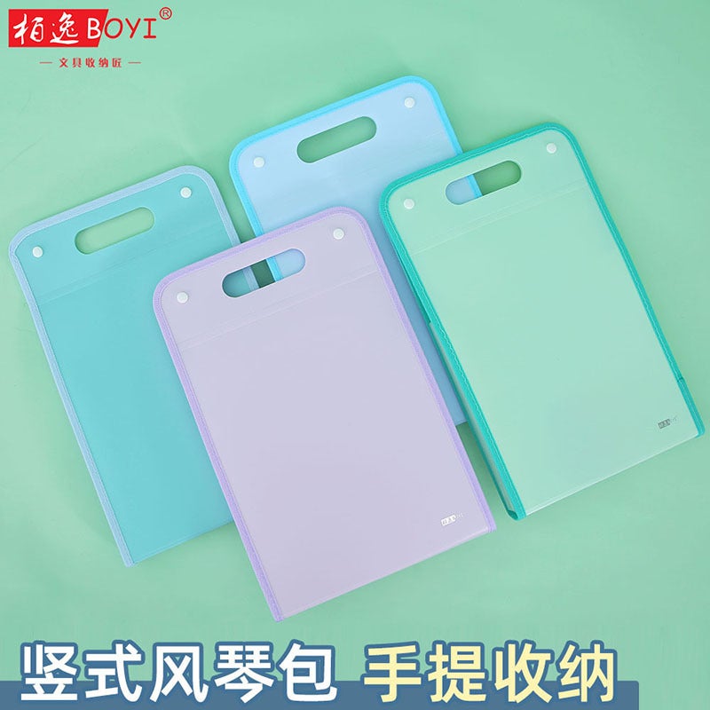 Casual And Portable Vertical Solid Color Satchel Accordion Bag Student Test Paper Holder Paper Storage Bag Universal For Junior High School Students Tutoring - Image 3