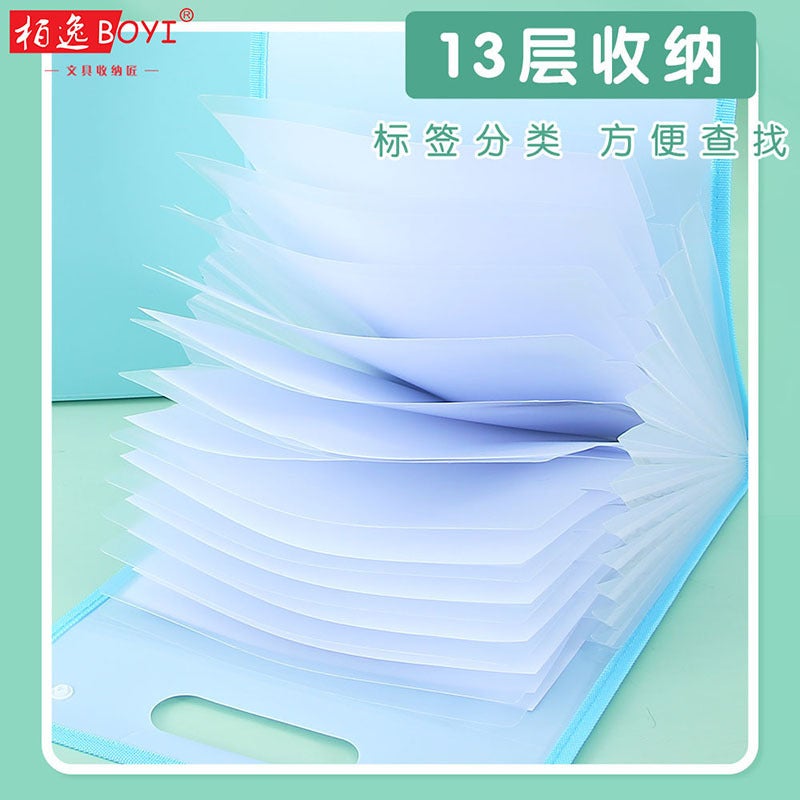 Casual And Portable Vertical Solid Color Satchel Accordion Bag Student Test Paper Holder Paper Storage Bag Universal For Junior High School Students Tutoring - Image 5