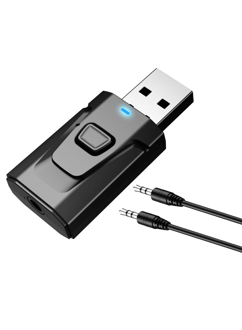 جهاز إرسال واستقبال بلوتوث 5.0 USB 4 في 1، محول صوتي لاسلكي صغير لـ 3.5 مم AUX، مثالي للتلفاز، الكمبيوتر، سماعات الرأس، مكبرات الصوت، وأنظمة الصوت في السيارة/المنزل. - Image 1