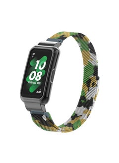 For HuaweiBracelet 10 Strap For HuaweiBand987 Glory Bracelet Universal Wristband Milanese Strap-Color:16# Milan Camo Army Green-Specifications:Applicable To For Huawei6/honor 6/7 Generations (with Metal Case)
