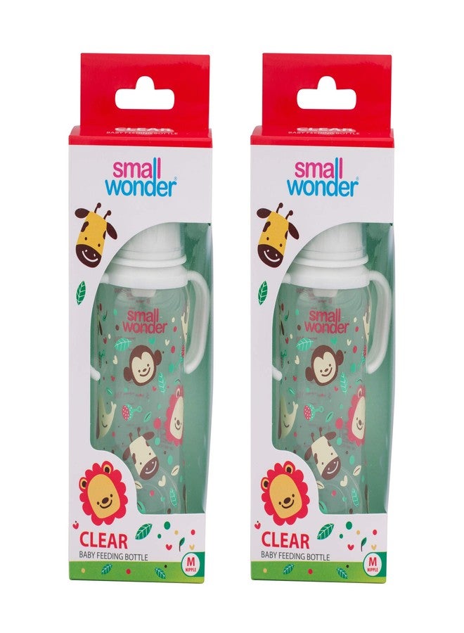 Small Wonder Baby Feeding Bottle Slim Neck Clear 250 ml Pack of 2, Animal Print, with Anti Colic Nipple, New Born/Infants/Toddler Upto 3 Years, BPA Free, White Colour - Image 3