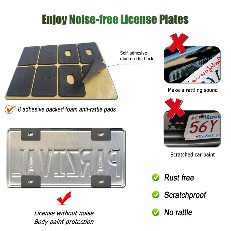 FBJTDQ Carbon Fiber License Plate Frames- Black Carbon Pattern Plastic Front & Rear Car Tag Holder Cover 2 Pack with Mount Hardware, Screws, Caps, Handlebar Stickers - Image 5