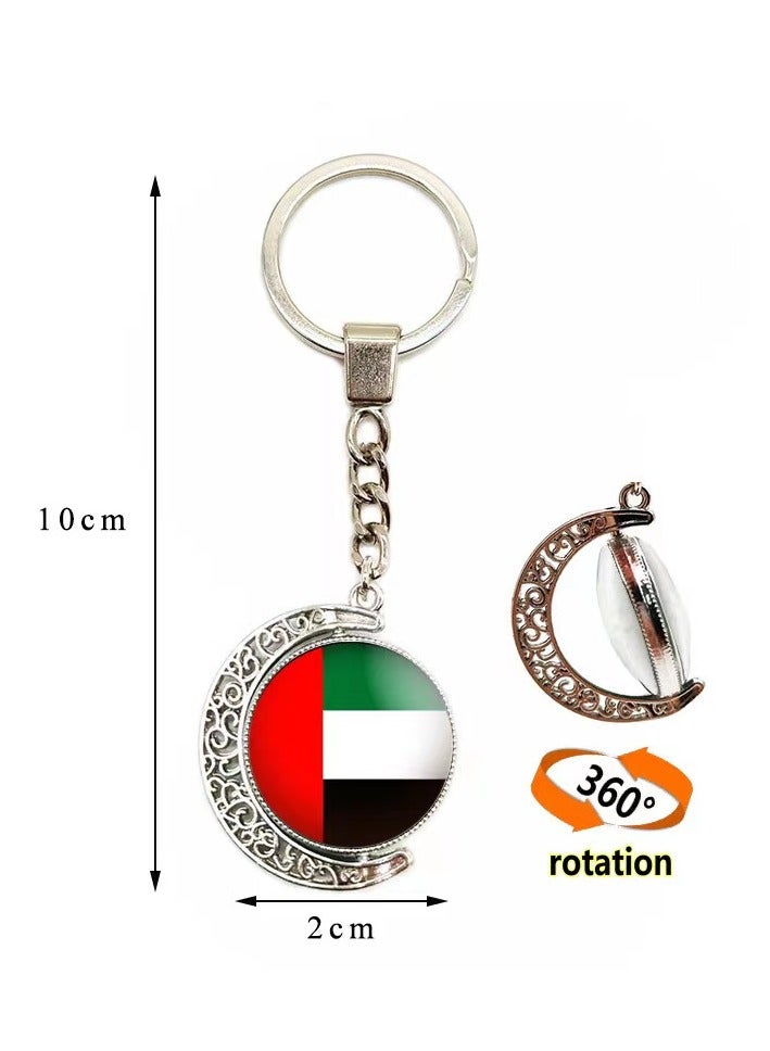 OUYoo 2piece pack，key chain,keychain clip,Universal Key Fob Keychain Holder for Men and Women,360 Degree Rotatable,Bottle Opener,Carabiner Car Key Chains,Additional United Arab Emirates Flag Keychain.