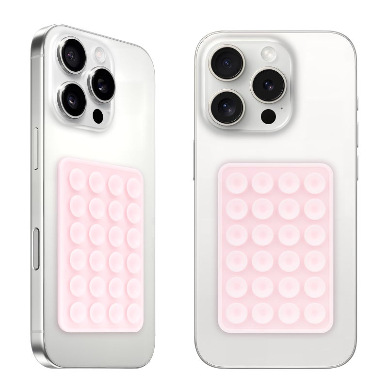 QxbBox 2Pack Silicone Suction Phone Case Mount, Suction Cup with Strong Suction Power, Hands-Free Phone Accessories Holder, Silicon Adhesive Phone Stand Sticky for Cell Phone Light Pink - Image 1