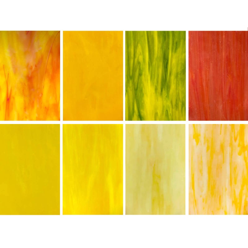 LITMIND 8 Sheets Yellow Stained Glass Sheets for Crafts 4 x 6 Inch Cathedral Art Glass Kit Mosaic Supplies for DIY Projects
