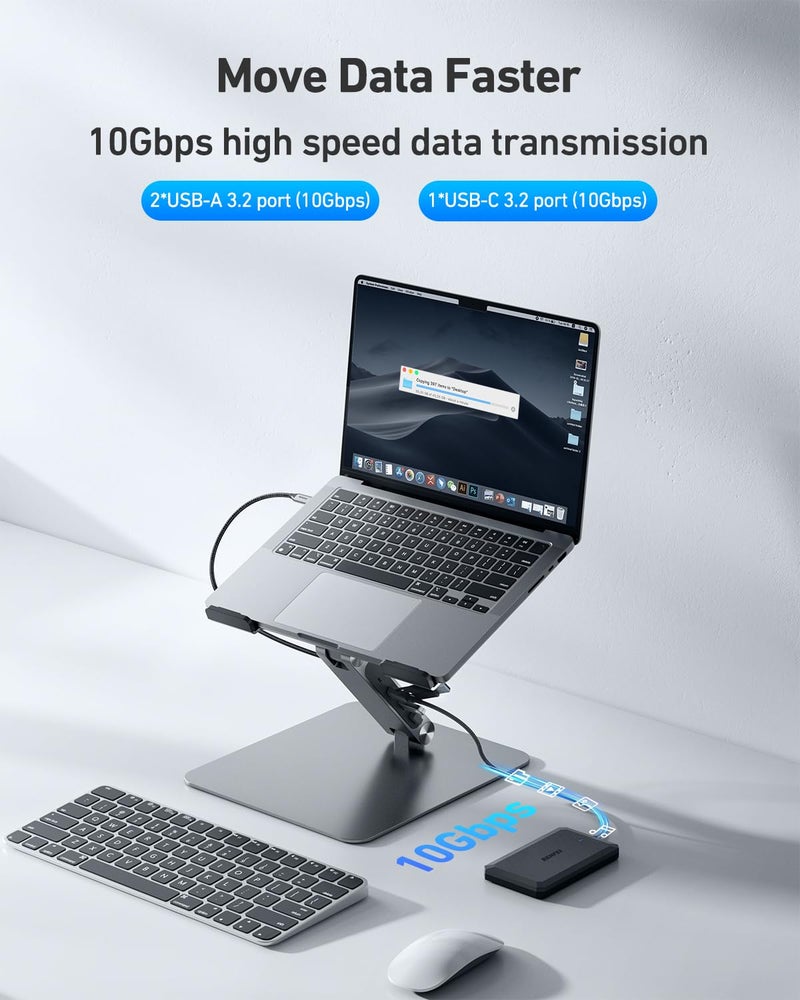 BENFEI Laptop Stand with USB C 7in1 Docking Station,HDMI 4K@60Hz,1*SD 1*Micro SD,100W Power Delivery,10Gbps 1*USB C 3.2 and 2*USB A 3.2 Compatible with MacBook Pro/Air, iPad Pro, XPS, Thinkpad - Image 3