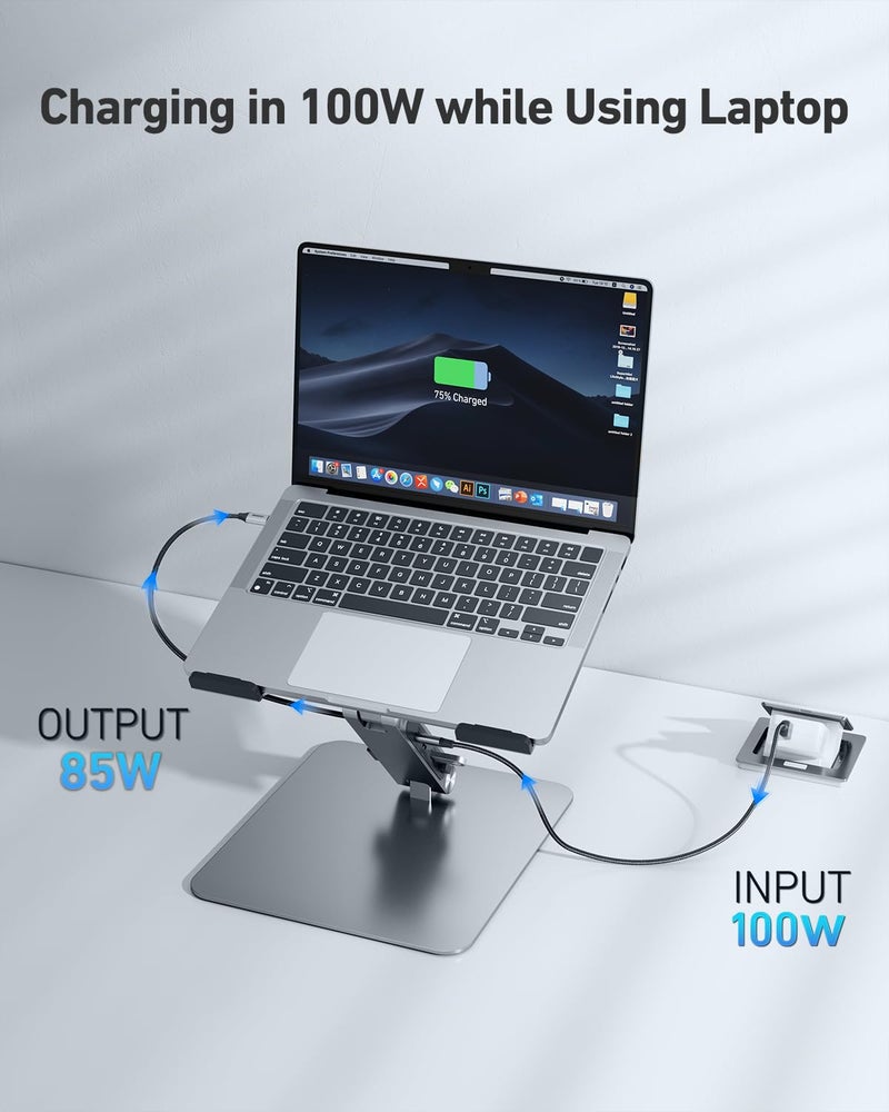 BENFEI Laptop Stand with USB C 7in1 Docking Station,HDMI 4K@60Hz,1*SD 1*Micro SD,100W Power Delivery,10Gbps 1*USB C 3.2 and 2*USB A 3.2 Compatible with MacBook Pro/Air, iPad Pro, XPS, Thinkpad - Image 5