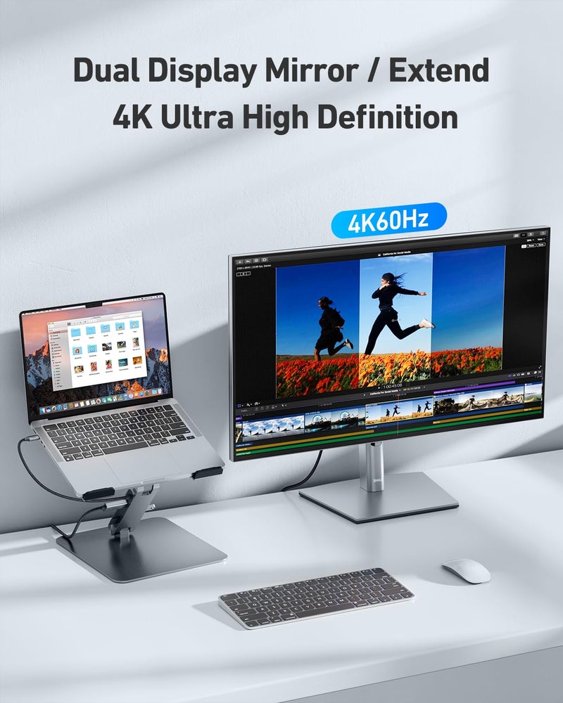 BENFEI Laptop Stand with USB C 7in1 Docking Station,HDMI 4K@60Hz,1*SD 1*Micro SD,100W Power Delivery,10Gbps 1*USB C 3.2 and 2*USB A 3.2 Compatible with MacBook Pro/Air, iPad Pro, XPS, Thinkpad - Image 4