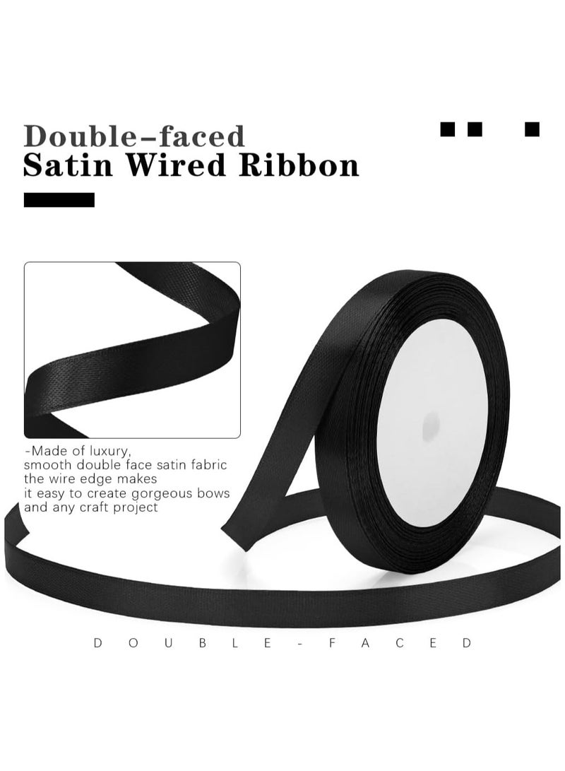 1/2 Inch 20 Yards Black Satin Ribbon for Flower Bouquet Floral Crafts Wedding Décor Birthday Cake - Image 3