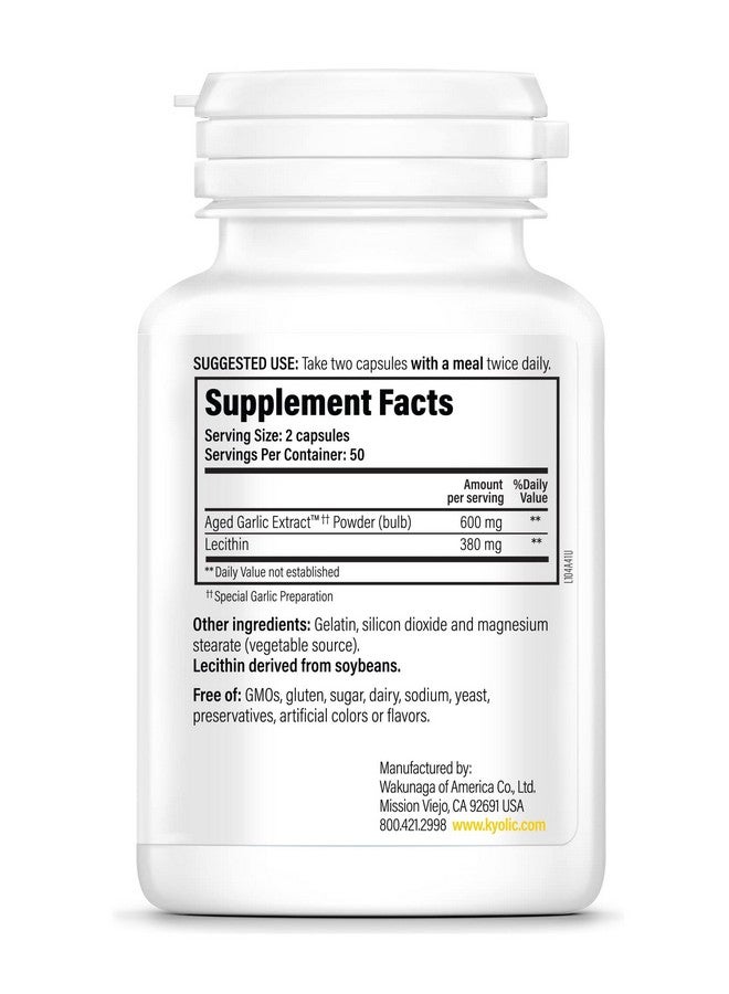 Kyolic Aged Garlic Extract Formula 104 Cholesterol Health, 100 Capsules (Packaging May Vary) - Image 3