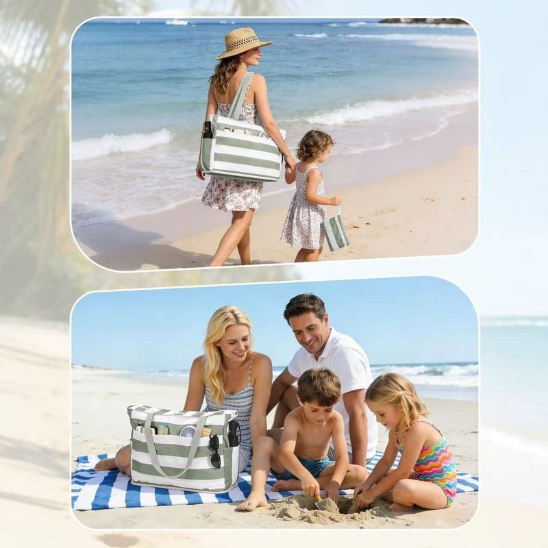 Multifunctional Beach Tote Bag Waterproof Sandproof 38L Large Capacity Travel Shoulder Bag - Image 3