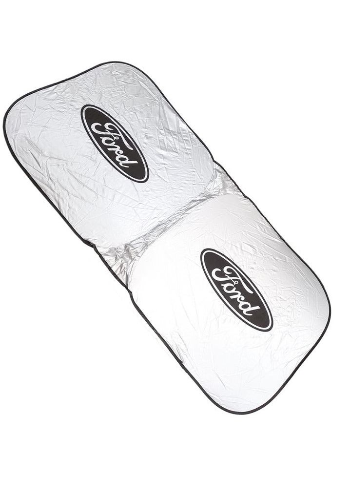 فورد واقي الشمس الأمامي للسيارة من فورد - واقي شمس قابل للطي للنافذة الأمامية، يوفر حماية من الحرارة والأشعة فوق البنفسجية، مناسب لجميع أنواع السيارات، حاجب شمس محمول مع حقيبة تخزين. - Image 4