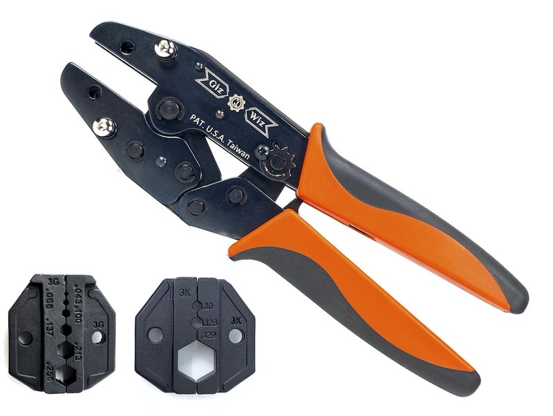 GIZWIZ Quick Change RF Coax Ratchet Crimping Tool 2 Interchangeable Die Sets For RG8 RG58 RG59 RG174 LMR400 Fiber Optic GHQ3GK - Image 2