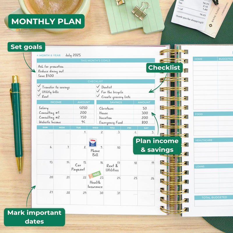 Clever Fox Budget Planner & Monthly Bill Organizer With Pockets. Expense Tracker, Budgeting Journal & Financial Book. Large, 8x9.5" (Rose Gold) - Image 3