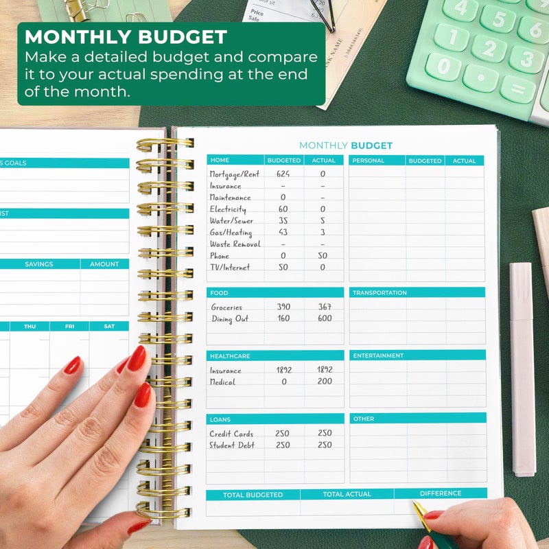 Clever Fox Budget Planner & Monthly Bill Organizer With Pockets. Expense Tracker, Budgeting Journal & Financial Book. Large, 8x9.5" (Rose Gold) - Image 5