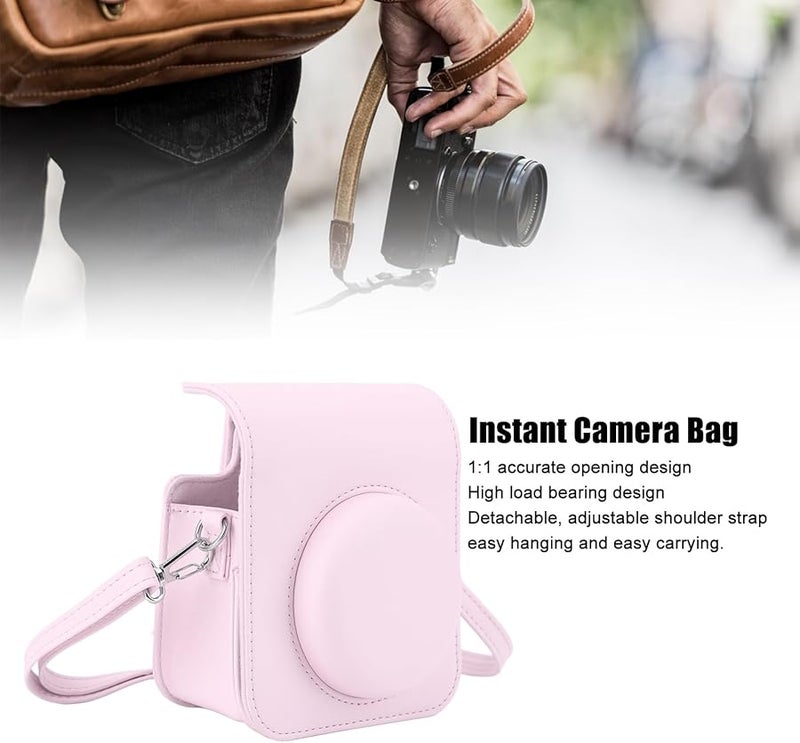 Mini 12 Instant Camera Bag Light Pink PU Protective Case - Image 5