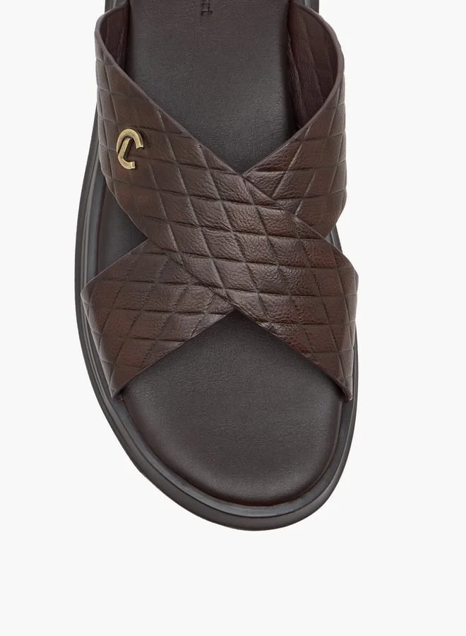 Le Confort Men's Textured Slip-On Cross Strap Sandals