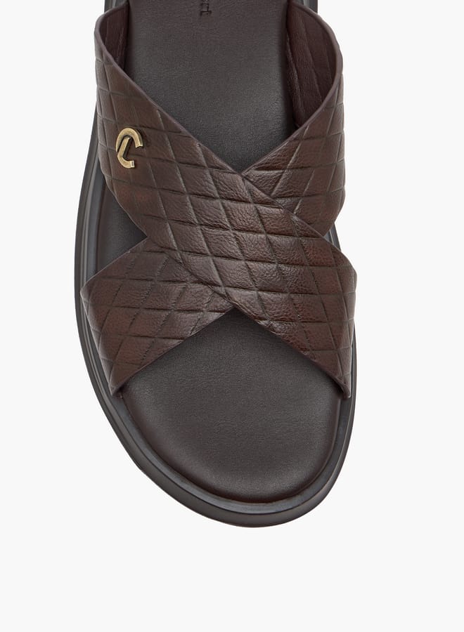 Le Confort Men's Textured Slip-On Cross Strap Sandals  - Image 3