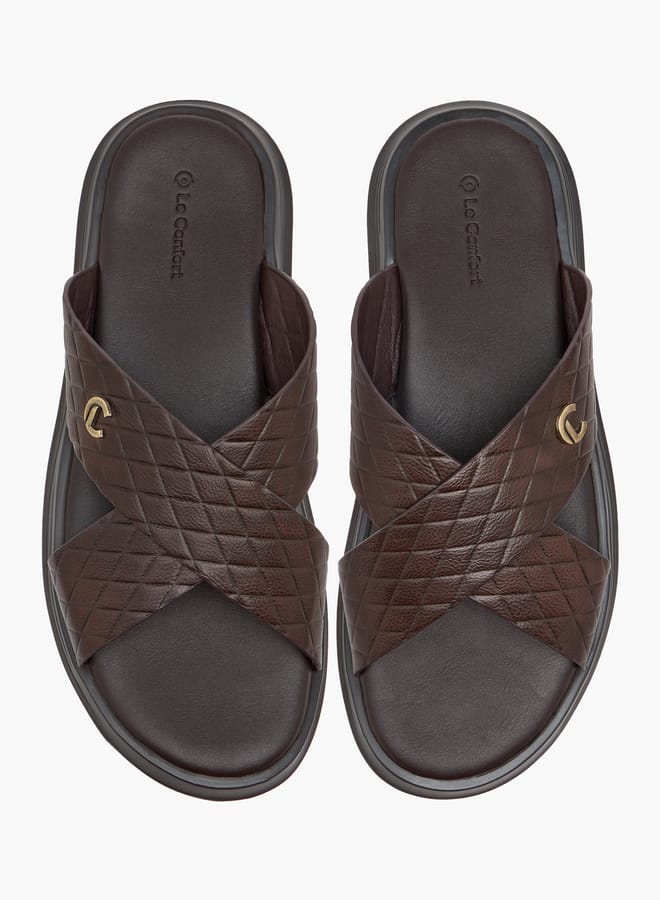 Le Confort Men's Textured Slip-On Cross Strap Sandals  - Image 1