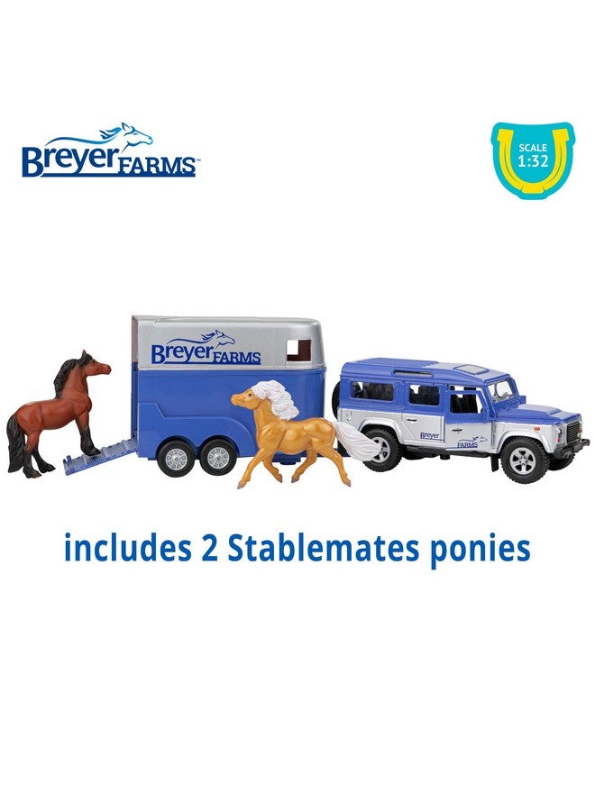 Breyer Breyer Horses Farms Land Rover and Tag-a-Long Trailer and Playset | Die Cast | 3.25” H x 10.5” L x 2.5” D | 2 Stablemates Horses Included | 1:32 Scale | Model #59216, Multi - Image 2