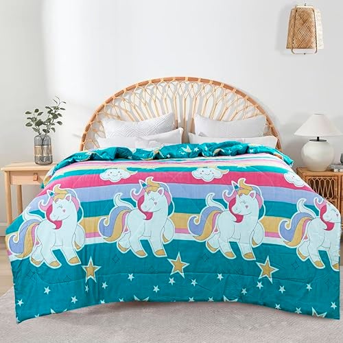 CHANDRAVATI 240 GSM Microfiber Reversible AC Comforter/Quilt/Duvets/Summer Blanket, Cozy & Lightweight All-Season Bedding King Size (Blue -Star, Double) - Image 4