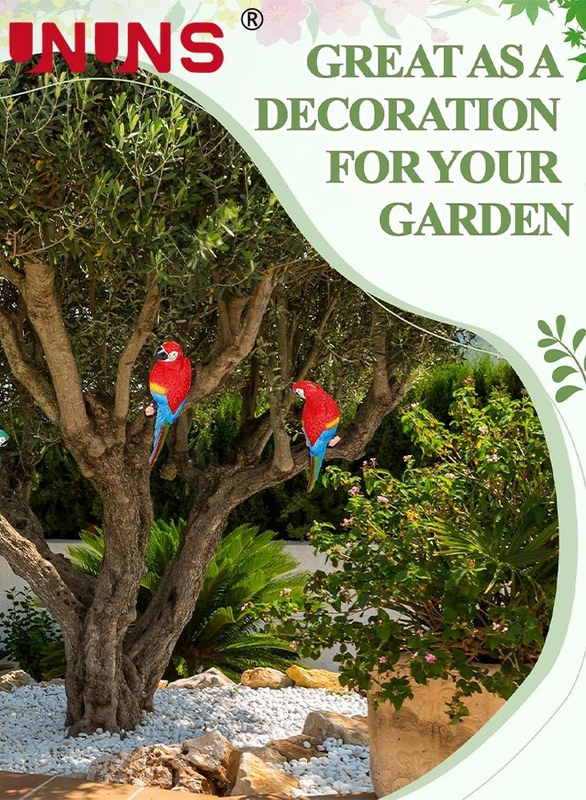 UNUNS Parrot Statues,Decor Outdoor Bar Decorations,Realistic Parrot Statues for Outside,Lifelike Bird Sculptures, Garden Patio Yard Lawn Figurines for Tropical Animal Tree Wall - Image 5