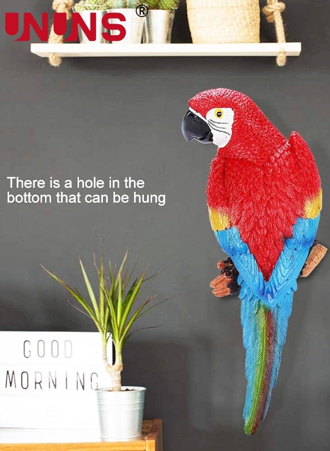 UNUNS Parrot Statues,Decor Outdoor Bar Decorations,Realistic Parrot Statues for Outside,Lifelike Bird Sculptures, Garden Patio Yard Lawn Figurines for Tropical Animal Tree Wall - Image 2