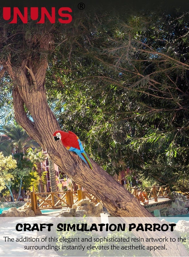 UNUNS Parrot Statues,Decor Outdoor Bar Decorations,Realistic Parrot Statues for Outside,Lifelike Bird Sculptures, Garden Patio Yard Lawn Figurines for Tropical Animal Tree Wall - Image 3