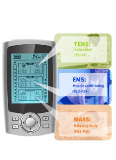 أم أتش دي وحدة تحفيز العضلات الكهربائي عبر الجلد (TENS EMS) ثنائية القناة، 36 وضعًا لتحفيز العضلات لتخفيف الألم، جهاز تدليك كهربائي عبر الجلد قابل لإعادة الشحن مع 10 وسادات، وكابل USB وحقيبة تخزين مقاومة للغبار  - Image 4