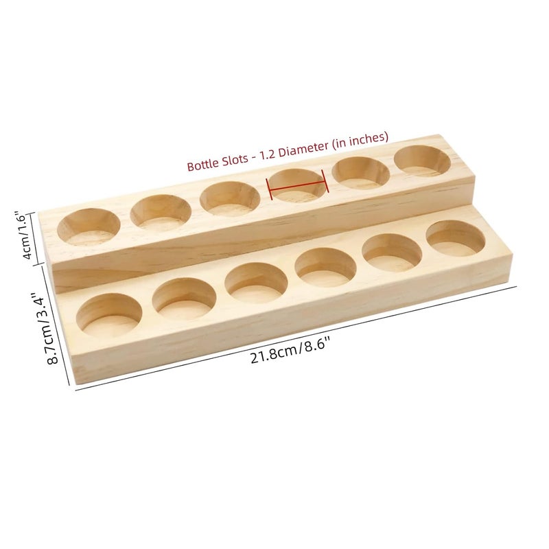 LONG TAO 2 Pcs Wooden Essential Oil Display Stand 2 layer Tabletop Essential Oils Perfume Storage Racks Oil Bottles Holder Nail Polish Shelf for Organizing Displaying - Image 2