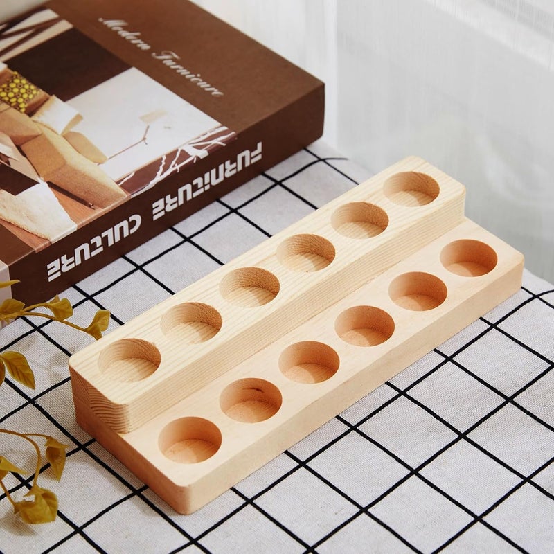 LONG TAO 2 Pcs Wooden Essential Oil Display Stand 2 layer Tabletop Essential Oils Perfume Storage Racks Oil Bottles Holder Nail Polish Shelf for Organizing Displaying - Image 5