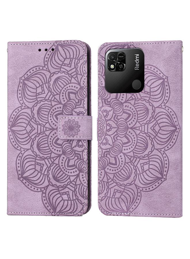 The Bros Case For Xiaomi Redmi 10C Mandala Embossed Flip Leather Phone Case