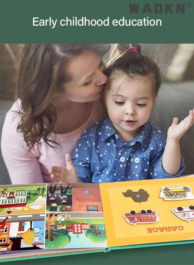 WAOKN Quiet Book for Toddlers, Montessori Interactive Felt Quiet Book for Toddlers , 10 Pages Early Learning Educational Toy Travel Toy Gifts for Boys Girls, Preschool Learning, Animal Theme, Montessori Busy Book, Easily Paste without Glue Early Education Interactive Book to Cultivate baby's Cognition of Space for 3+ Kids  - Image 3