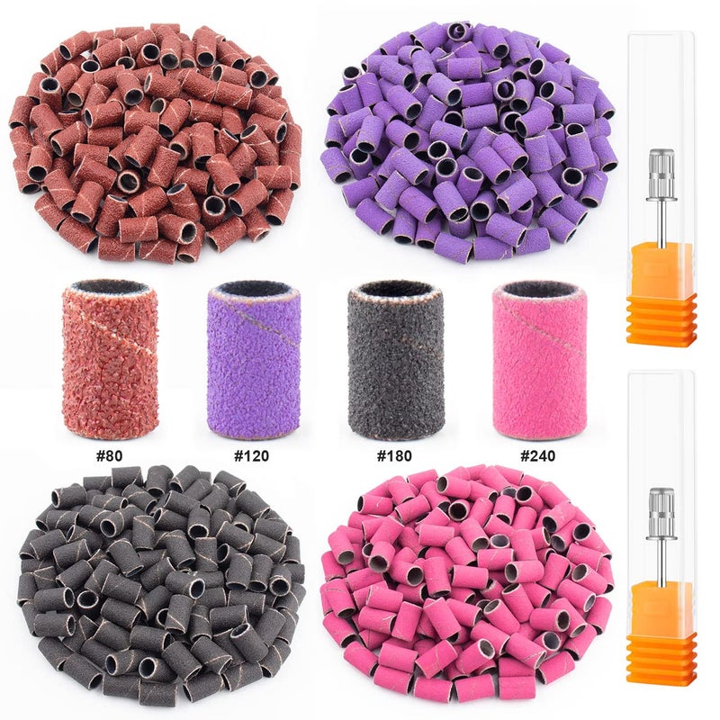 Rolybag Sanding Bands for Nail Drill Nail Sanding Bands Professional Sanding bit Nails 240 Pieces 4 Color Coarse Fine Grit Efile Sand Set 80#120#180#240# 2 Pieces Nail Drill Bits - Image 1