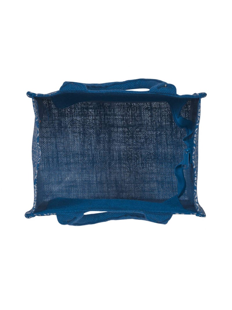 Jute Cottage Eco-Friendly Lunch & Grocery Bag for Men & Women | 10x10x7 in Blue Jute with Mughal Print & Zip | Handcrafted Sustainable Tiffin & Carry Tote for Office, Travel, Daily Use - Image 4