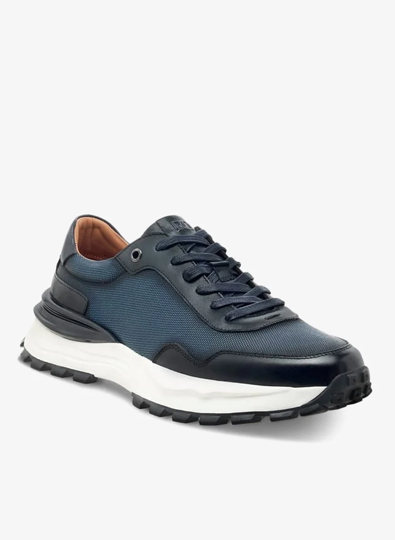 Mens Textured Lace-Up Low Ankle Sneakers